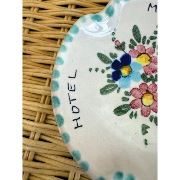 Vintage 60's Italian Art Pottery Milano Hotel Floral Ash Tray - Picture 8 of 8